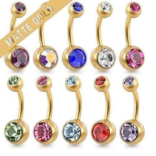 14K Yellow Gold Reverse Navel Belly Ring Flexible Bezels Five 3mm CZ 14K Yellow Gold Reverse Navel Belly Ring Flexible Bezels Five 3mm CZ